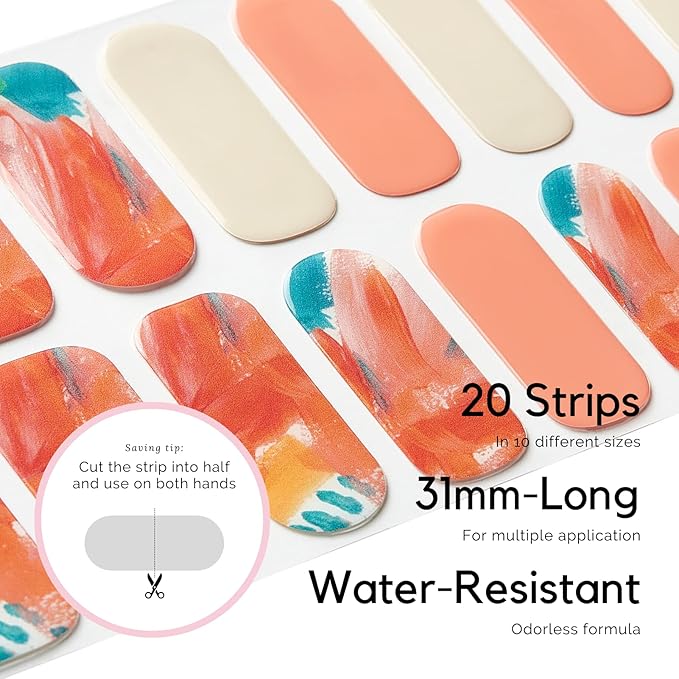 NAILOG Semi Cured Gel Nail Strips (20 Extra Long Stickers/Wraps) | Buy 2 Get 1 UV Lamp| Glossy & Long Lasting Soft Gel Finishing, Masterpiece