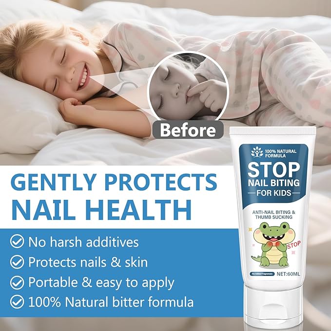 Nail Biting Prevention-Nail Biting Treatment for Kids-Anti-Nail Biting Thumb Cream for Kids-100% Natural Bitter Formula-No Additives-Protects Nails Healthy Nail Growth-Safe for Children, 2.11Fl.Oz