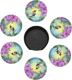 6 Pcs Hummingbirds and Brilliant Flowers Nature Landscape Leather Coasters - Image 7
