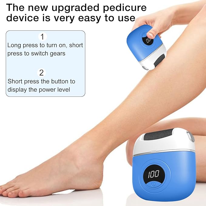 Electric Callus Remover Foot File, 2024 New USB Rechargeable Foot Repair and Grinding Device, Heel Polisher Digital Display, Feet Callus Remover, for Men Women Dry Callus Dead Skin (Blue)