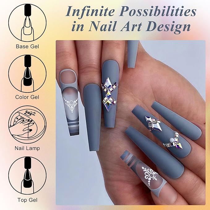 MEET ACROSS 12PCS Gel Nail Polish Set, 12 Colors Gel Nail Kit Art Design Soak Off UV LED,Nail Art Design Gifts for Women (Fall-2, 12PCS)