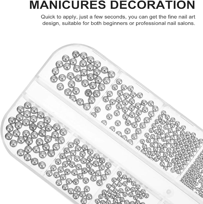 0.8mm Caviar Beads for Nails 6 Sizes Mini Small Stainless Steel Beads Nails Art Decorations Gun Grey DIY Tool Nail Studs Nail Charms Accessories Gold Charms (Dark Grey)