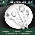 40-Piece Silverware Set for 8, CEKEE Stainless Steel Flatware Cutlery Set - Image 2