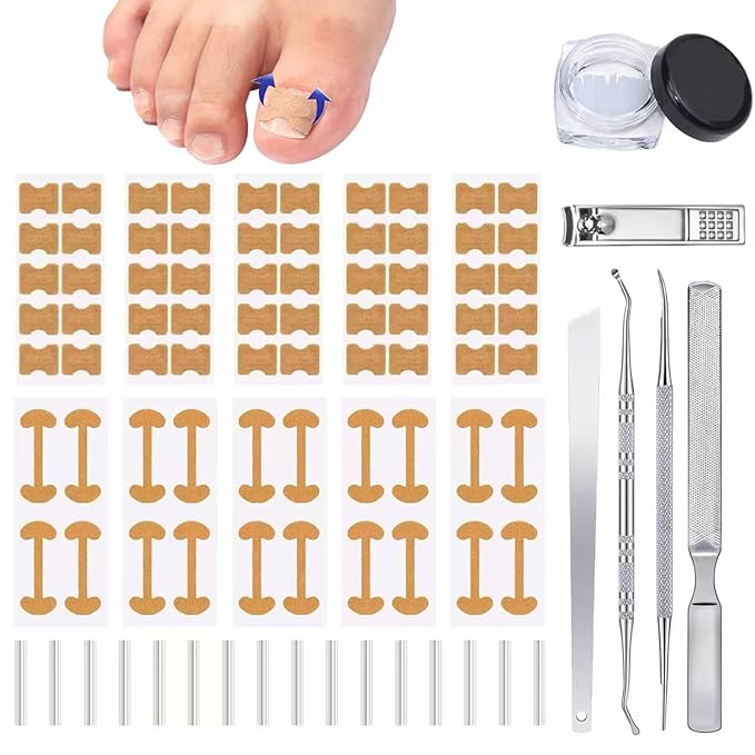 Professional Ingrown Toenail Toolkit with Breathable Ingrown Toenail Strips, Curved Toenails Corrector Patch, Painless File and Lifter for Home Pedicure Care