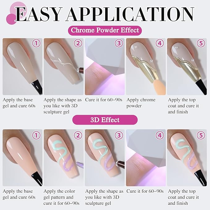 Double Rhythm 0.5 Oz 3D Nail Gel Nail Art Sculpting Polish No Wipe for Nail Designs DIY Nail Art for Drawing, Molding and Decoration (3D Sculpting Gel Purple)