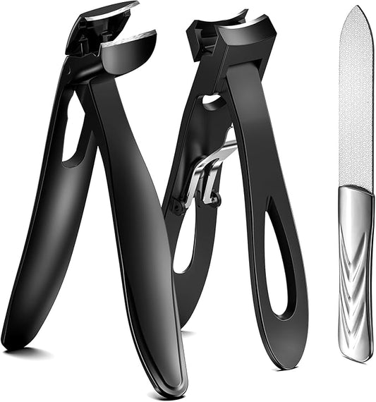 BEZOX Toe Nail Clipper for Thick Nails for Seniors, Nails Clipper Set for Comfort Nail Trimming, Precision Fingernail Clippers - Black