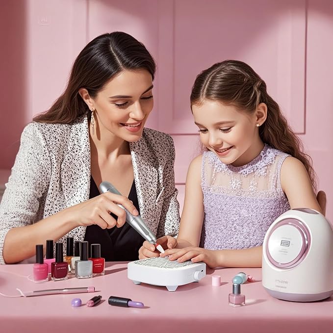 Nail Dust Collector, Cordless Dust Collector Nail Tech, Compact Powerful 6000RPM Nail Vacuum Fan Rechargeable Dust Extractor for Acrylic Gel Polish Manicure Pedicure for Home, White