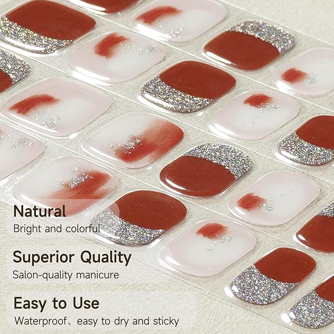 Semi Cured Gel Nail Strips, Passionate Years | 28 pcs Gel Nail Strips Work with Any UV Lamp, Salon Quality UV Nails Stickers, Easy to Apply for Home Nails DIY