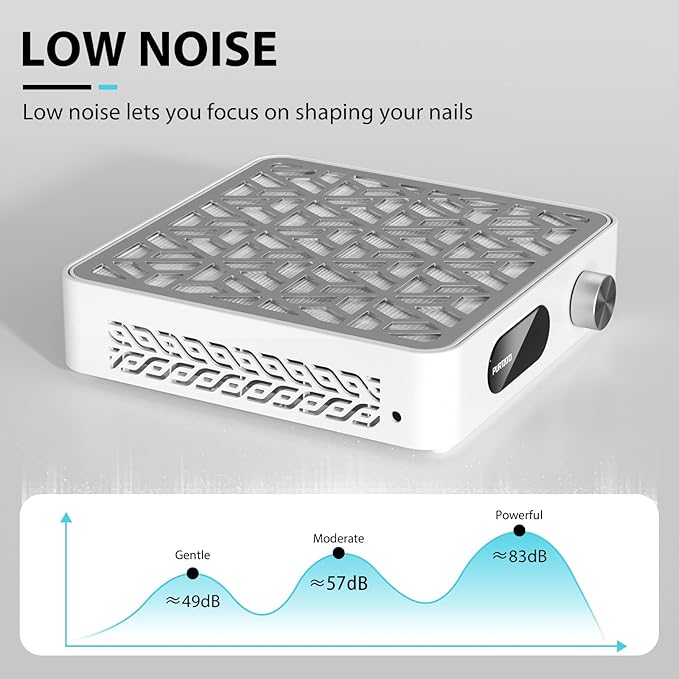 Nail Dust Collector, Powerful Vacuum Fan Vent Dust Collector Extractor Dust Suction Machine for Acrylic Nails Polishing, Nail Salon,White