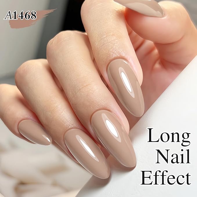 Double Rhythm Gel Polish 15ML Jelly Sheer Pastel Light Milky Color Pearl White Bottle 1 PC 0.5 OZ Full Size Nail Art Salon at Home (Deep Khaki-D1468)