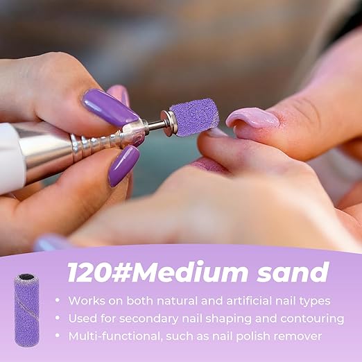242PCS Fine Grit Sanding Bands for Nail Drill Set, 80/120/180/240 Grit Bits with 3 Mm Mandrel Bit for Acrylic Nails Gel Manicures and Pedicure