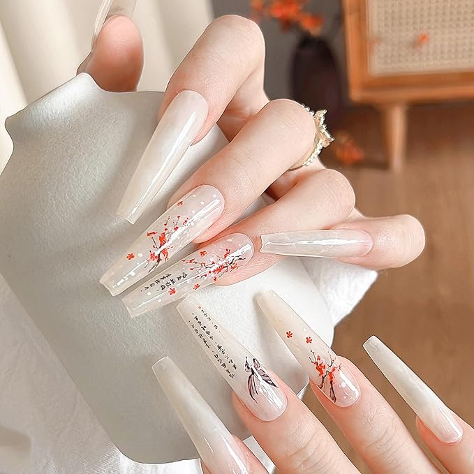 DANNEASY 30 Rolls Nail Art Foil Transfer, Landscape Painting Nail Foil Wraps Bamboo, Flowers, Cranes, Plum Blossoms Stickers Starry Sky Holographic Nail Foils for Women Nails Supplies