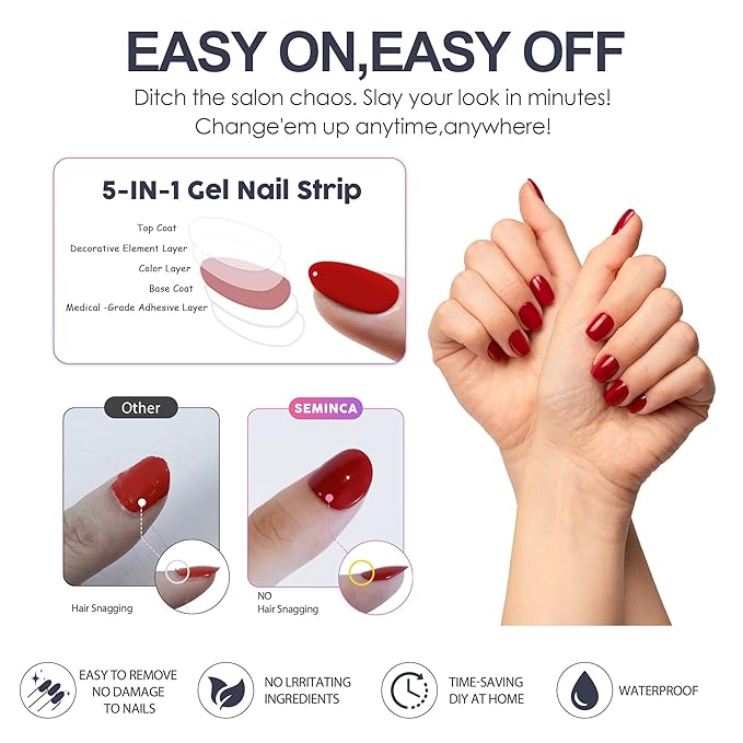 Semi Cured Gel Nail Strips(Cherry blossom Ombre)