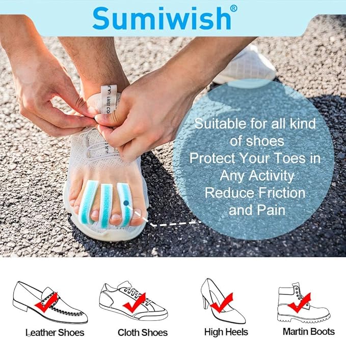 Sumiwish Foam Toe Separators, 20 Pack Breathable Toe Spacers, Reduce Friction and Relieve Corns Pain, Overlapping Toes Corrector - (Blue)