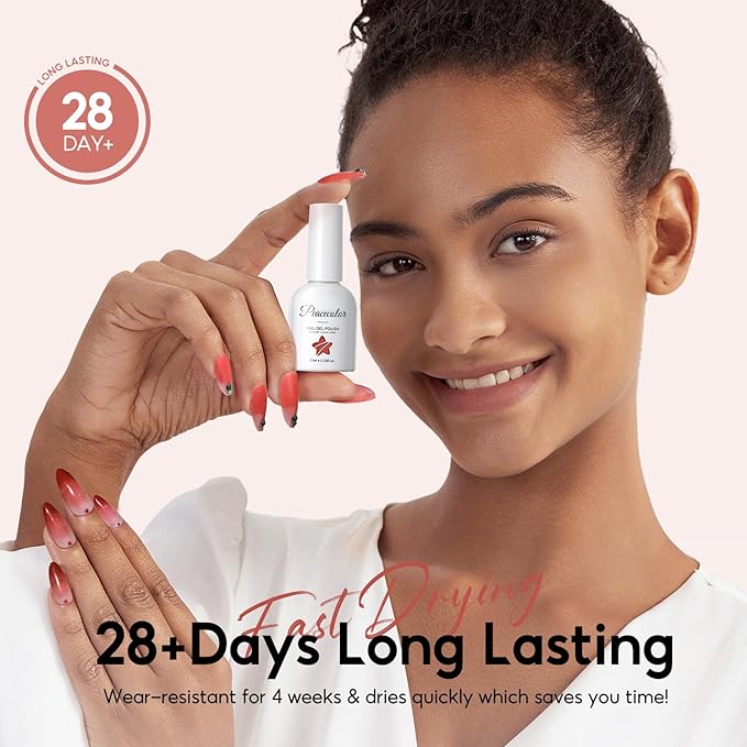 PEACECOLOR Fall Jelly Gel Polish Set 6 Colors Red Brown Gel Nail Polish Autumn Colors Nail Starter Kit Soak Off for Women Home Salon Design