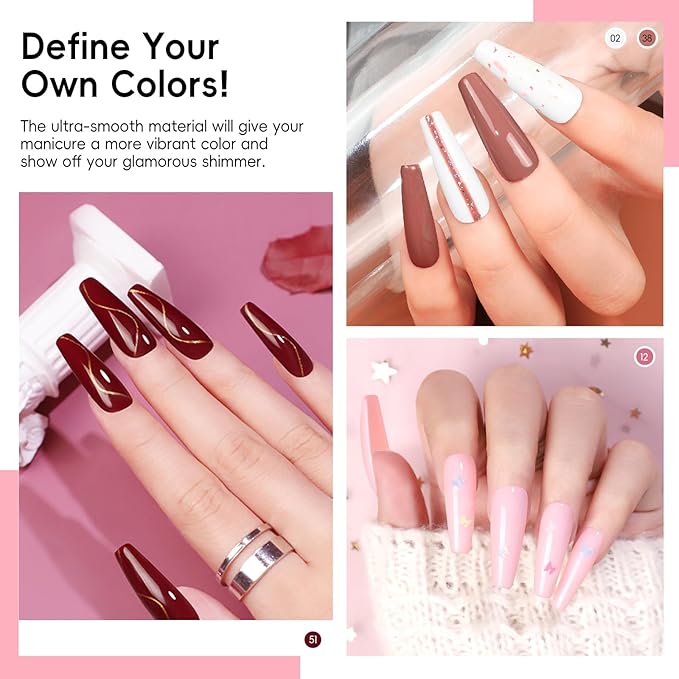 60PCS Gel Nail Polish Starter Kit, 7ml 55 Colors gel polish with 5pcs Top Base Coat Pink White Red Nude Green Blue Glitter Fall Colors Nail Polish Set Manicure Nail Art Kit DIY Gifts for Women