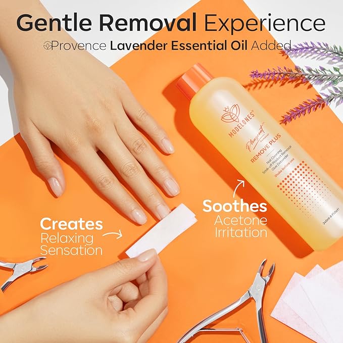 modelones Acetone Nail Polish Remover, Gel Nail Polish Remover Easy Peel, Nail Glue Remover Natural Formula for Nail Moisturizing & Care, Acrylic Dip Powder Nails Remover for Home Salon(8 FL.Oz.)