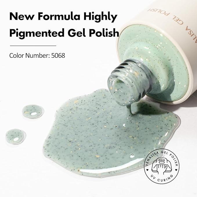 VENALISA Eggshell Green Glitter Gel Nail Polish 1 Pcs 10ML Soak Off Salon Manicure DIY at Home Nail Art For Girls Women