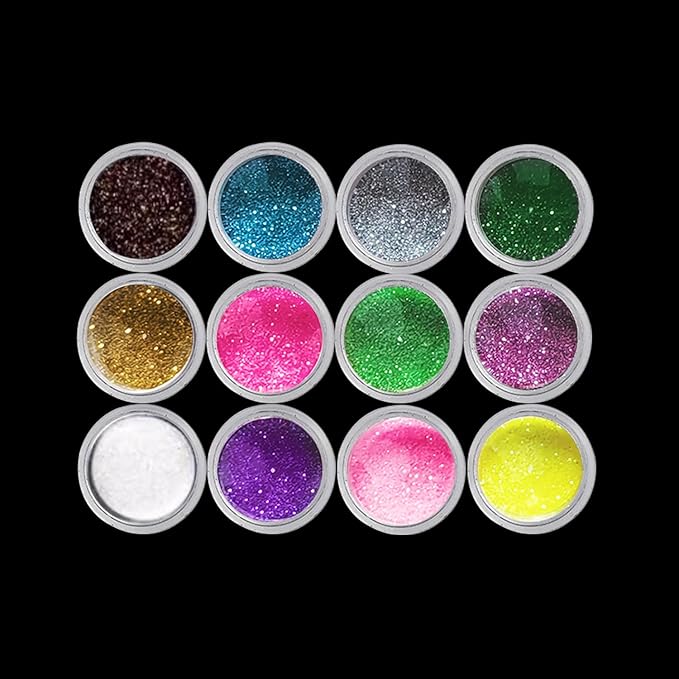 Nail Glitter Powder Set 12 Colors Glitter Powder for Nails for DIY Nail Art Glitter for Nails Sparkling Glitter Nails Great for Home Manicure Professional Quality Nail Art Supplies
