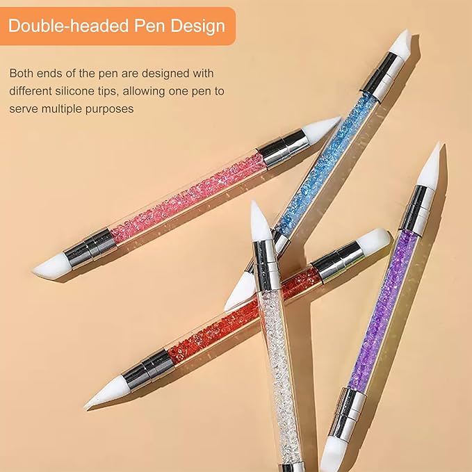 5pcs Nail Sculpture Pen Dual Tipped Nail Art Sculpture Pen, Nail Art Tools for Home Salon for Design Nail Carving Drawing Shaping Effect DIY Gel Manicure Tools (WHITE)