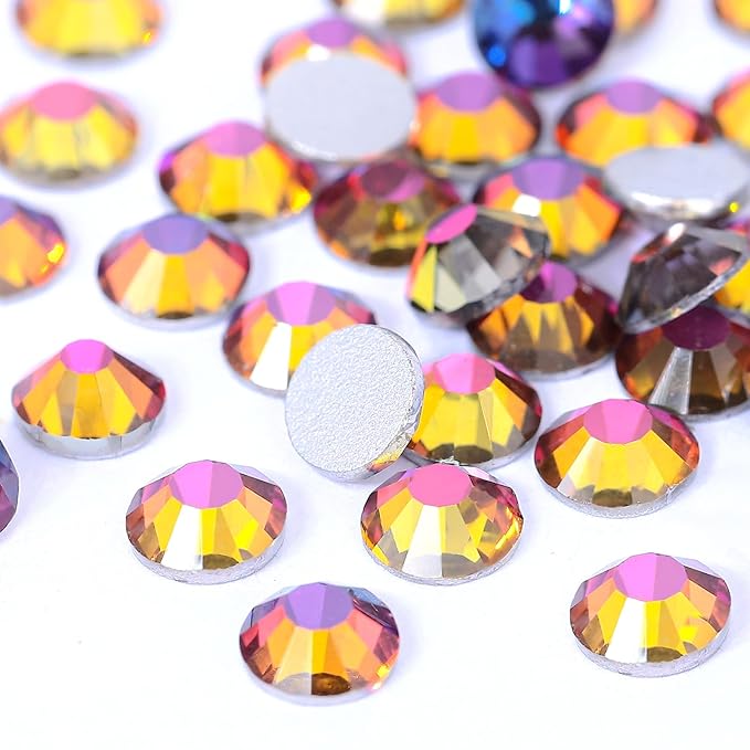Novani Rhinestones 3000Pcs Flatback Crystal Round Loose Gemstones Glass Rhinestones for Crafts Makeup Nail Art Clothes Shoes DIY Decorations(SS8, 2.3-2.5mm,Blue Flame)