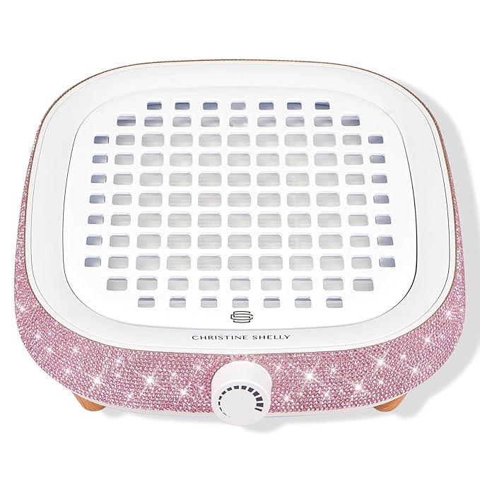 Nail Dust Collector, Dust Collector Nail Tech, Powerful 4000RPM Vacuum Fan Vent Dust Collector Extractor Dust Suction Machine for Acrylic Nails Polishing, Salon Home, Pink Diamond
