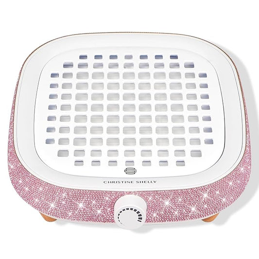 Nail Dust Collector, Dust Collector Nail Tech, Powerful 4000RPM Vacuum Fan Vent Dust Collector Extractor Dust Suction Machine for Acrylic Nails Polishing, Salon Home, Pink Diamond