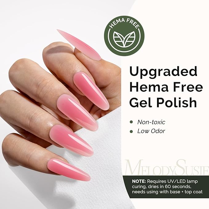 MelodySusie Hema Free Gel Nail Polish, 0.5 Fl Oz Thick Rose Pink Gel Polish, Non-Toxic, Long Lasting, Soak Off UV Nail Polish, Manicure Nail Design Salon DIY Nail Art at Home K0566