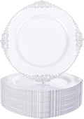 Nervure 100Pcs 10.25'' Silver Plastic Plates, Party Plates by Nervure