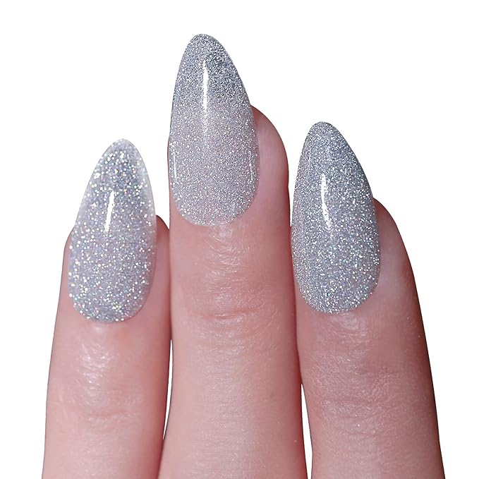 Imtiti Silver Gel Nail Polish, Glitter Silver 3 in 1 One Step Gel Polish Color Soak Off UV LED fall winter Nail Gel Polish Nail Art Starter Manicure Salon DIY Christmas Gift, 0.5 Fl Oz