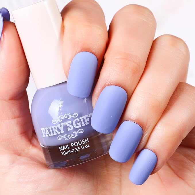 Matte Nail Polish Quick Dry Nail Lacquer for Nail Art Varnish, Mist Effect Matte Finish Velvet Nail Polish, 0.35 fl oz (Sky Blue-18, 10 ML)