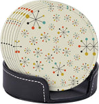 Mid Century Retro Coasters for Drinks Round Leather Coaster - Image 3