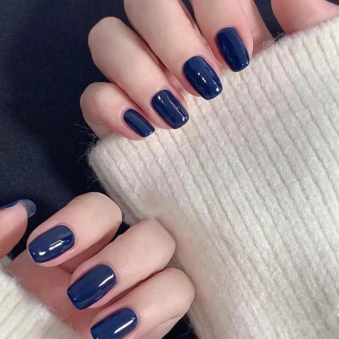 COSMOO 15ml Deep Blue Quick Dry Nail Polish, Black Blue Chip-Resistant Nail Lacquer for Nail Art