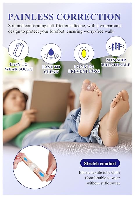 Adjustable Toe Separators For Women Men Big Toe, Bunion Corrector Spacers Relief Big Toe, Gel Straightener For Hammer Overlapping