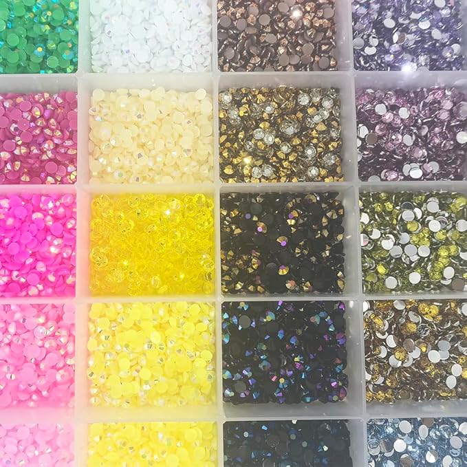 20000Pcs Nail Art Rhinestones, BetterJonny 42 Colors 3mm Round Nail Flatback Rainbow Gems Set AB Glitter Flat-Bottomed Rhinestone for Crafts Decoration and Jewelry Making