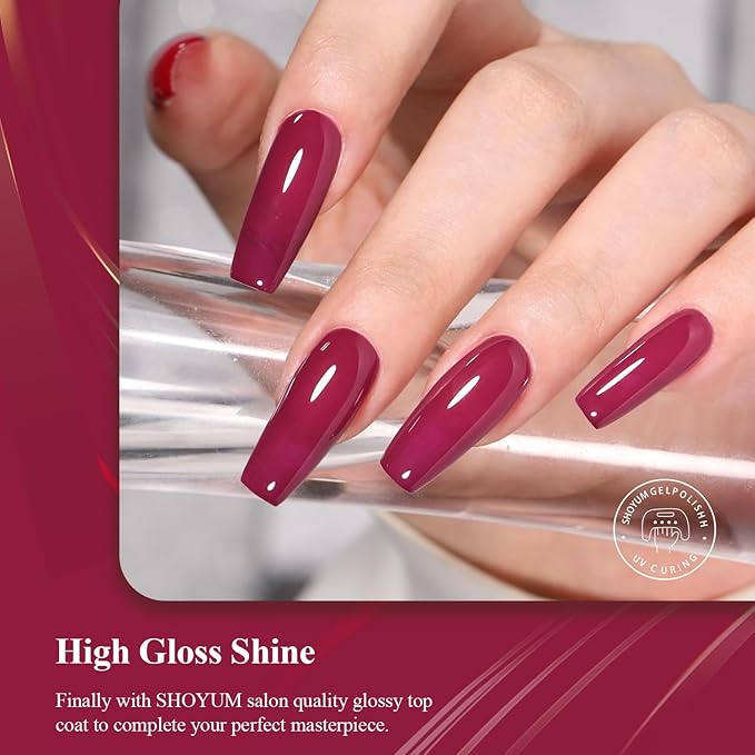 15ml Red Rose Gel Nail Polish, Dark Red Color Soak Off UV LED Nail Gel Polish Nail Art Starter Manicure Salon DIY at Home, 0.51 OZ