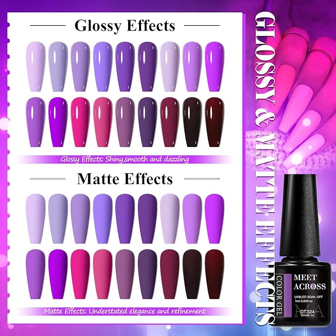 MEET ACROSS 18pcs Gel Nail Polish Set Soak Off UV LED Lamp Gel Nail Polish Kit (SET-4, 18pcs)