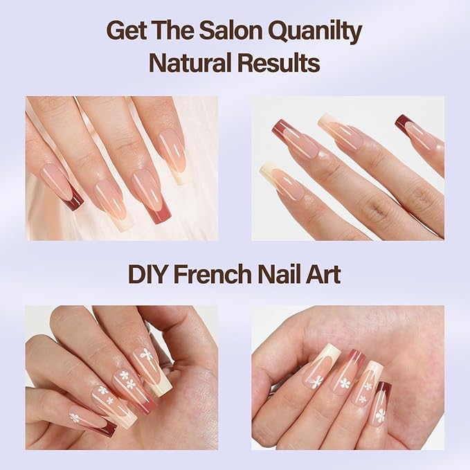 Misssix XBASICTIPS French Gel Nail Tips, 150Pcs Soft Gel French Tip Press on Nails Long Square, No Need to File False Nail, Soak Off Pre-Shaped Fake Nails for Nail Art DIY 15 Sizes