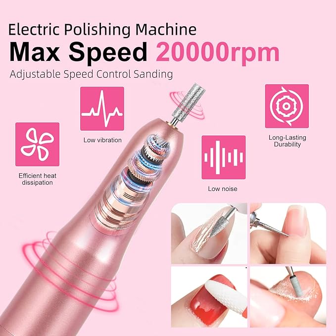 Acrylic Nail Art Kit-Nail Art Manicure Set Acrylic Powder Brush Glitter File French Tips U V Lamp Nail Art Decoration Tools Nail Drill kit for beginners with everything at home (White)