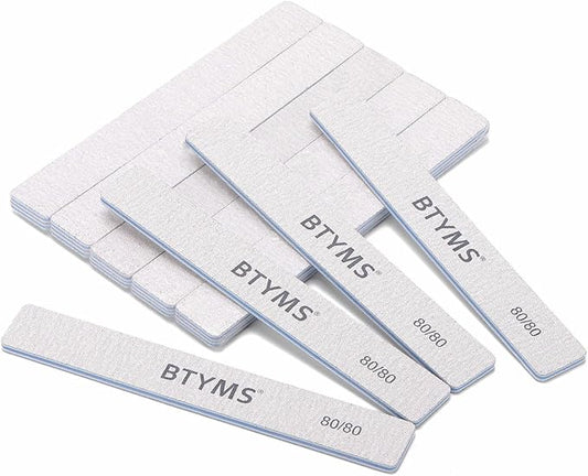 15 Count 80/80 Grit Nail Files for Acrylic Nails, Reusable Buffering Files Double Sided Emery Boards for Nails