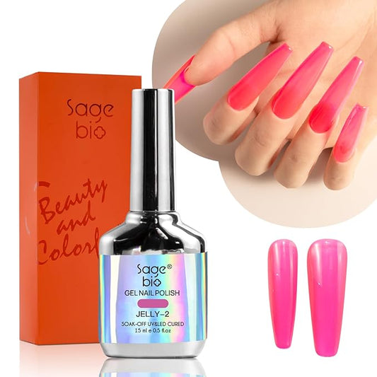 Jelly Gel Nail Polish, 15ml Semi-Transparent Gel, Glossy Finish, Vibrant Colors for DIY Manicures, Long-Lasting & Chip-Resistant