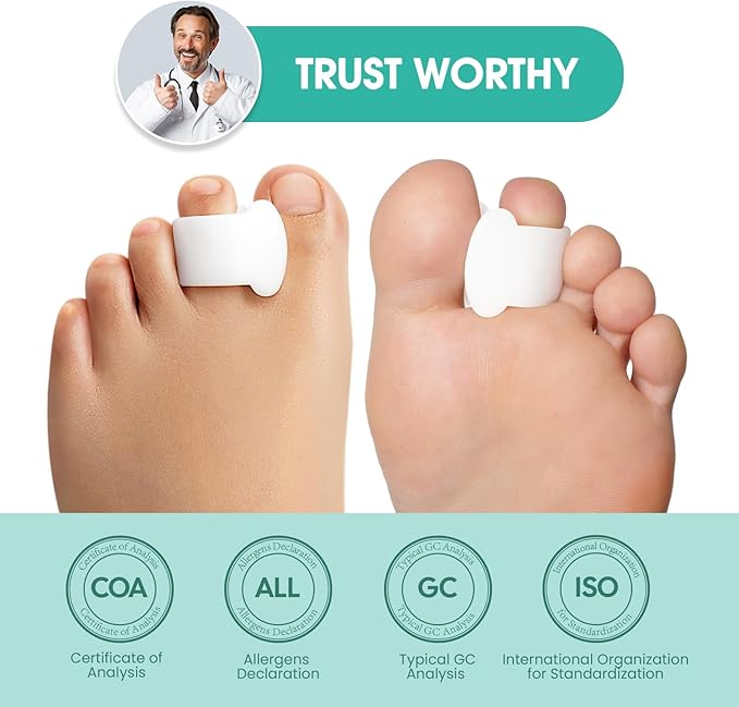 Welnove Toe Separator for Overlapping Toes - 12 PackToe Spacers for Bunions - Toe Corrector for Hammer Toes, Realign Crooked Toes - Preventing Rubbing Relieve Pressure (Small, White)