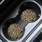 2pcs Cute Leopard Print Car Coasters, Absorbent Universal neoprener Cup Holder - Image 3