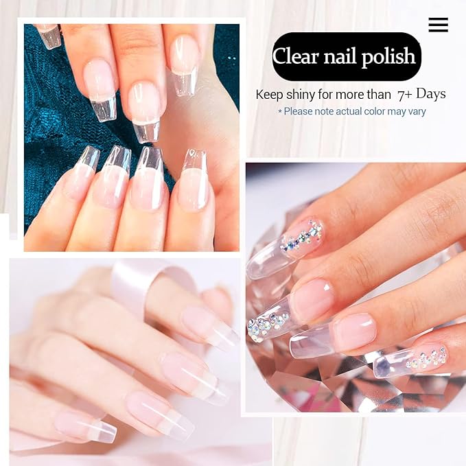 AZUREBEAUTY 2-in-One Clear Base & Top Coat Nail Polish Strengthener Set – Quick Dry, High Shine, Long Lasting, Air Dry, 2 Bottles 10ml, Gentle Formula, Natural Ingredients, Salon Quality