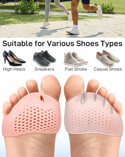 4 Pairs Silicone Toe Spacers Separators for Women Men Bunion Corrector, Hammertoe Straightener, Breathable Metatarsal Foot Support Pads Toe Cushions for Pain Relief (Beige and Clear)
