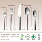 Alata Potter 20-Piece Forged Silverware Set Stainless Steel Flatware Set - Image 5