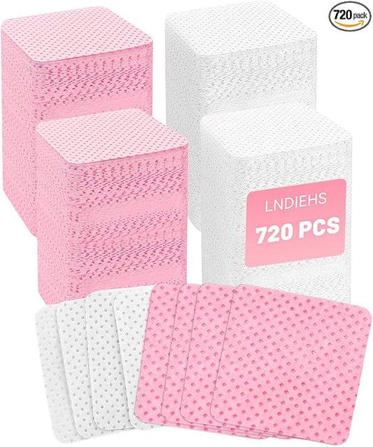 720Pcs Lint Free Nail Wipes, Nail Supplies Nail Polish Wipe, Pads Gel Nails No Lint Naile Glue Wipes Super Absorbent Soft Non-Woven for Fingernail Polish Remover Eyelash Extensions Nail Art
