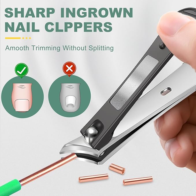 Ingrown Toenail Clippers, CLPPNA Curved Blade Edgy Nail Clipper for Thick Toenails, Angled Ingrown Toenail Clippers for Seniors, Men, Women with Nail File, Toe Nail Clippers for Ingrown Toenail Tool