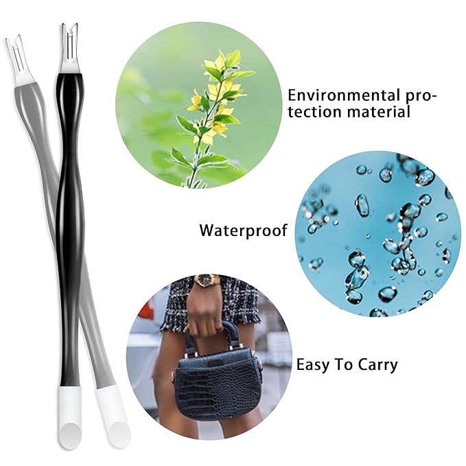 Allstarry 30 Pieces Nail Cuticle Trimmer Remover Rubber Nail Cleaner Double Head Dead Skin Cuticle Knife Removal Fork Plastic Handle Cuticle Pusher Nail art Tools for Girls Women and Men - Black