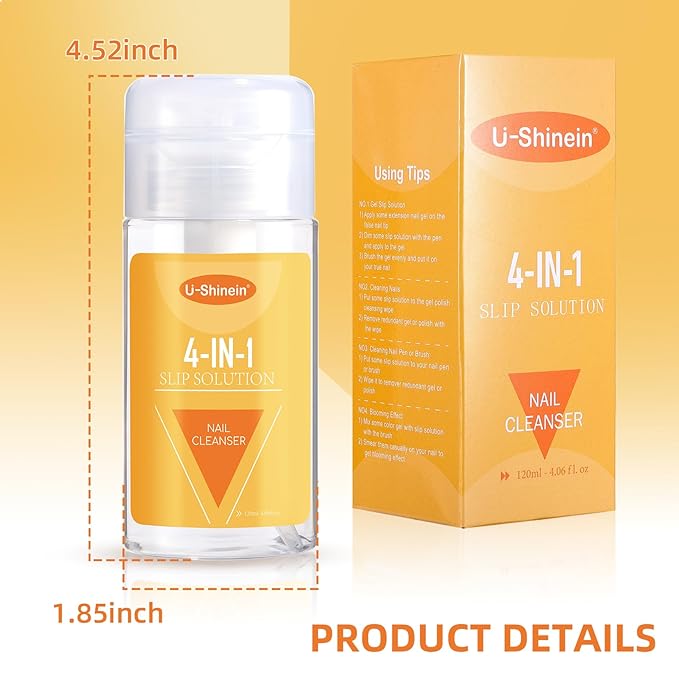 120ml Nail Slip Liquid, 4-in-1 Poly Nail Gel Slip Solution Poly Nail Extension Gel Liquid Slip Solution Builder Gel, Nail Cleaner Liquid Nail Polish Remover Nail Art Home DIY